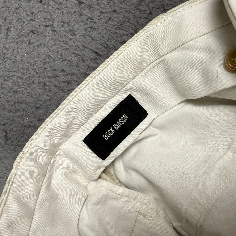 Buck Mason Cotton Twill El Camino Pants Mens 29x31 Pearl Snap White Beige Chino